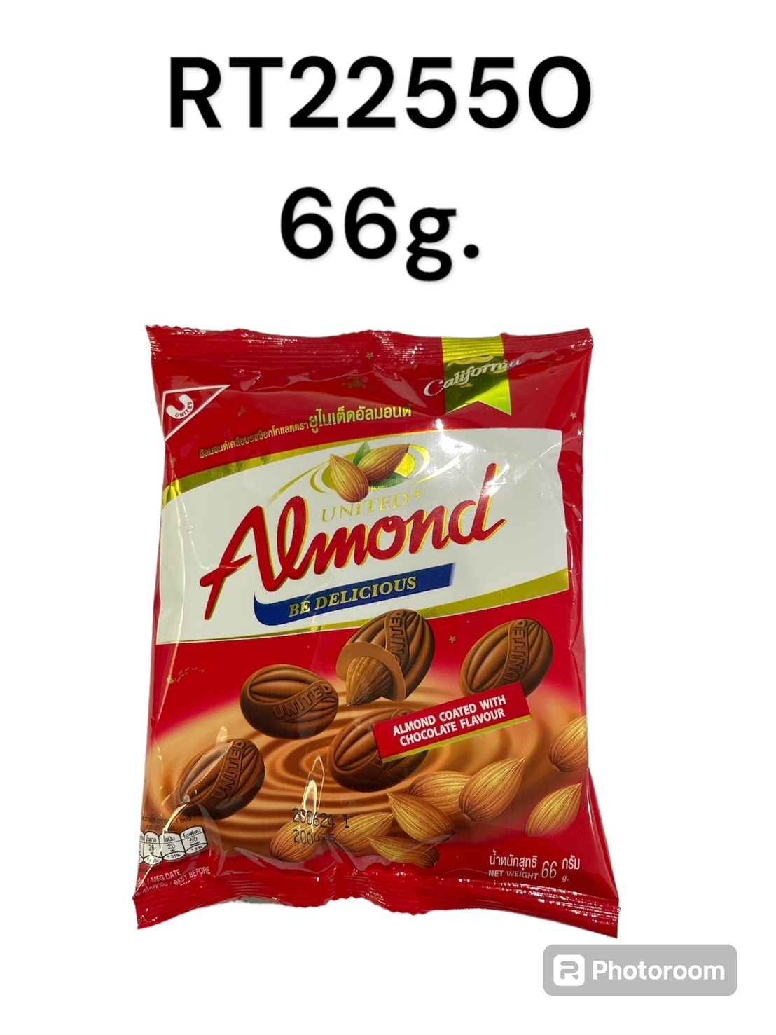 UNITED ALMOND Almond Coated with Chocolate 66g.